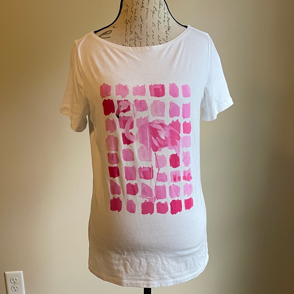 White Flamingo Print Women's Top